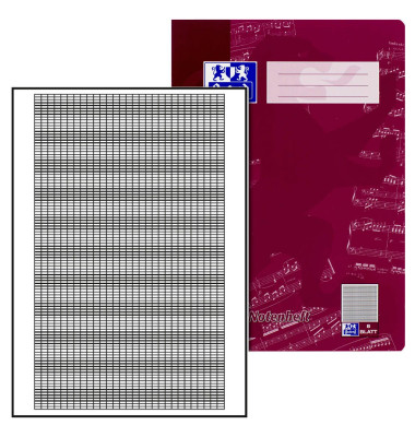 Notenheft 100050399, Lineatur 14 / Notenlinien, A4, 90g, farbig sortiert, 8 Blatt / 16 Seiten
