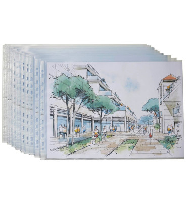 Prospekthüllen 100460997, A3 quer transparent genarbt, oben offen, 0,08mm