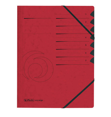 Ordnungsmappe easyorga 10843068, 1-7, rot, A4, 7 F&auml;cher