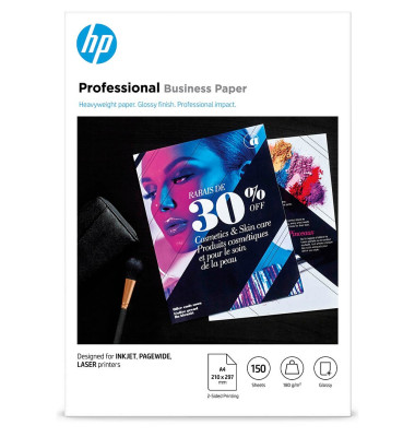 Fotopapier Professional Business Paper 3VK91A, A4, für Inkjet, Laser, 180g weiß glänzend beidseitig bedruckbar