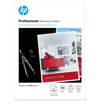 Fotopapier Professional Business Paper 7MV83A, A4, für Laser, 200g weiß glänzend beidseitig bedruckbar