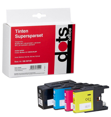4 schwarz, cyan, magenta, gelb Tintenpatronen ersetzen brother LC-1280XLVALBP