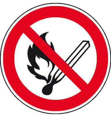 Verbotsaufkleber - Keine offene Flamme, Feuer, offene Zündquelle und Rauchen verboten