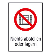 Verbotsaufkleber - Nichts abstellen oder lagern