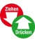 Hinweisaufkleber - Drücken/Ziehen mit Pfeil