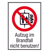 Verbotsaufkleber - Aufzug im Brandfall nicht benutzen