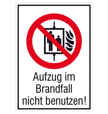 Verbotsaufkleber - Aufzug im Brandfall nicht benutzen Verbotsaufkleber - Aufzug im Brandfall nicht benutzen