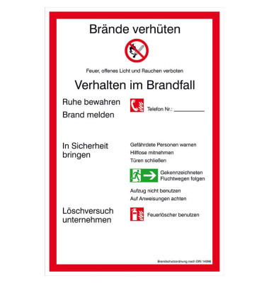 Brandschutzschild - Brandschutzordnung Teil A