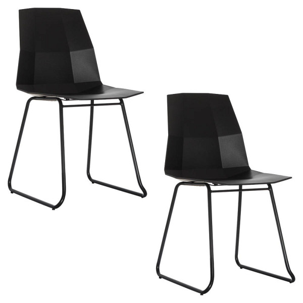 3660141232578 - meet by Paperflow Schalenstuhl CUBE lackierter Stahl Sitzschale Kunstoff Sitzhöhe 460 mm 2er-Set schwarz