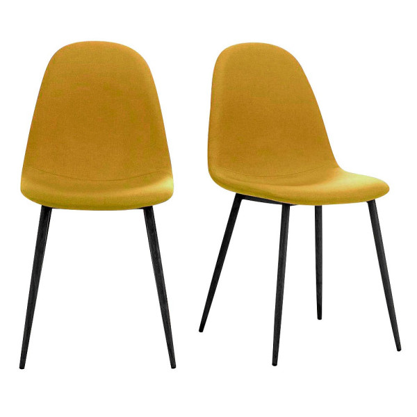 3660141233094 - meet by Paperflow Schalenstuhl  gepolstert 100% Polyester Stahlgestell Sitzhöhe 480 mm 2er-Set schwarz Safran