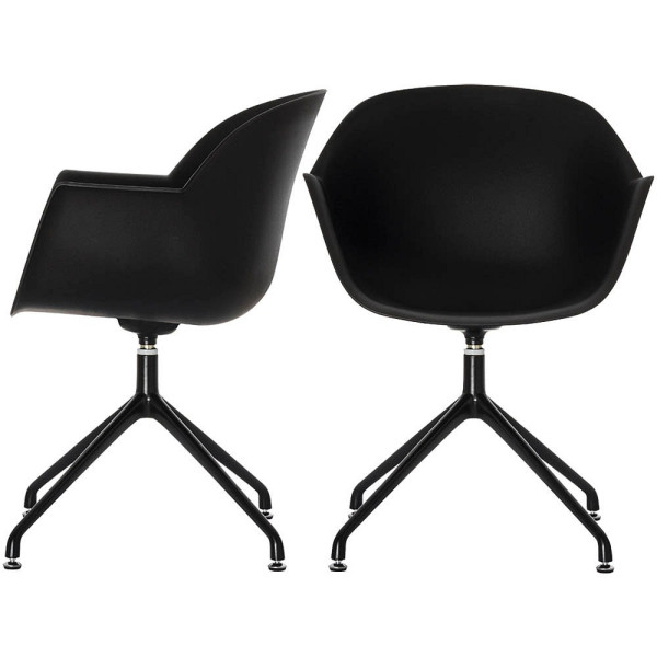 3660141232974 - meet by Paperflow Schalenstuhl Moon 2er-Set B 600 x T 575 x H 830 mm um 360° drehbar Polypropylen & Stahl lackiert schwarz