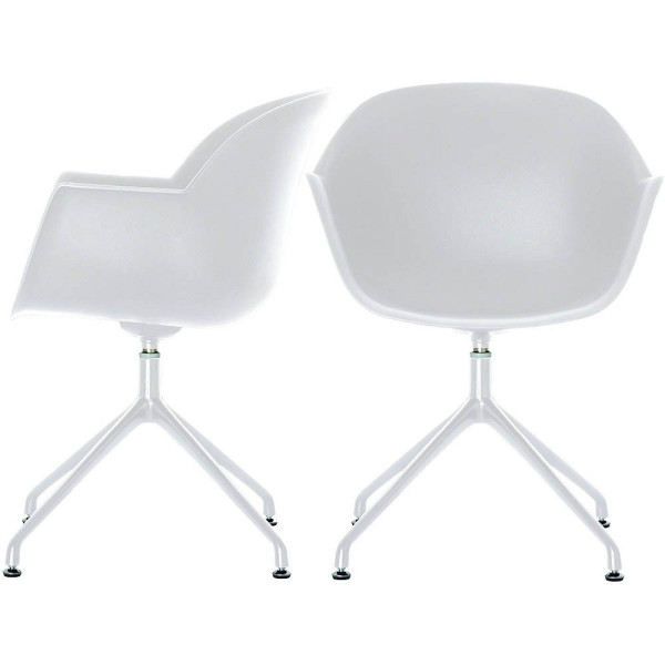 3660141232981 - meet by Paperflow Schalenstuhl Moon 2er-Set B 600 x T 575 x H 830 mm um 360° drehbar Polypropylen & Stahl lackiert weiß