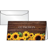 Gutscheinkarte Sunfield DS101 21cm x 10,5cm (BxH) 220g mit vorgedruckten Textfeldern Motiv Glanzkarton