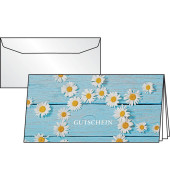 Gutscheinkarte Daisy DS102 21cm x 10,5cm (BxH) 220g mit vorgedruckten Textfeldern Motiv Glanzkarton