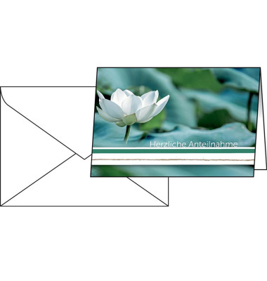 Trauerkarten Water Lily DS103 11,5cm x 17cm (BxH) 220g Motiv Glanzkarton FSC