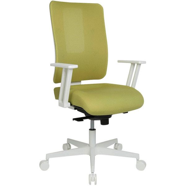 4014296801520 - Bürostuhl Sitness Life 50 mit Armlehnen 3D-Synchronmechanik Muldensitz Netzrücken senfgrün weiß
