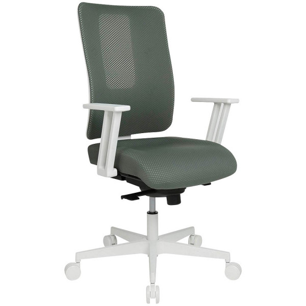 4014296801490 - Bürostuhl Sitness Life 50 mit Armlehnen 3D-Synchronmechanik Muldensitz Netzrücken graugrün weiß