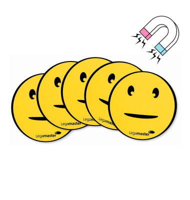 Haftmagnete Agile Smiley 7-123303 rund 50mm Ø Motiv "Neutral" 45g Haftkraft