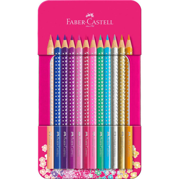 Faber-Castell Buntstifte-Set Sparkle, 201737, farbig sortiert, dreikant, ergonomisch, Packung 4005402017379 Faber-Castell 12 Stück