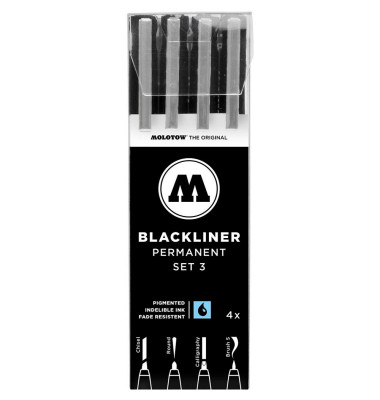 BLACKLINER SET 3 Fineliner-Set schwarz 4 St.