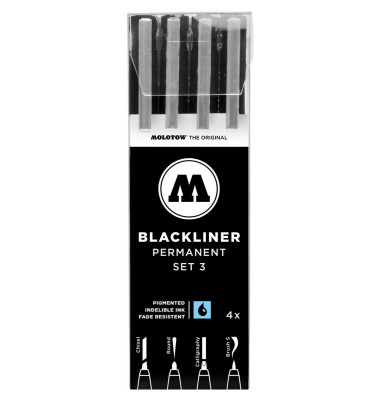 Fineliner-Set Blackliner, 52_MO200494, schwarz (Schreibfarbe: schwarz), 0,05-1mm