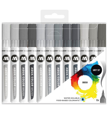 Aqua Color Grey Set Brush-Pens farbsortiert