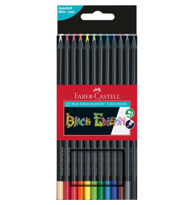 Buntstifte-Set Black Edition, 116412, farbig sortiert, dreikant, ergonomisch, Packung