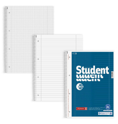 Collegeblock 10-6781701 Student DUO, Lineatur 27 + Lineatur 28 / liniert+kariert mit Rand innen/außen, A4, 70g, blau, 80 Blatt Collegeblock 10-6781701 Student DUO, Lineatur 27 + Lineatur 28 / liniert+kariert mit Rand innen/außen, A4, 70g, blau, 80 Blatt