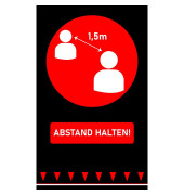 Fußmatte Abstand halten schwarz, rot 90,0 x 150,0 cm