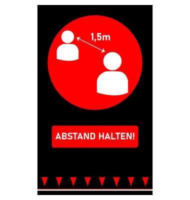 Fußmatte Abstand halten schwarz, rot 90,0 x 150,0 cm