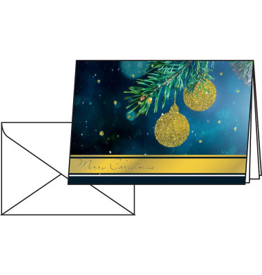 10 Weihnachtskarten Golden Glitter DIN A6