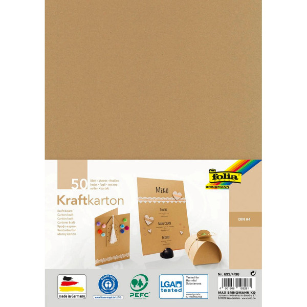 4001868103281 - Tonpapier Kraftkarton A4 braun 230 g qm 4001868103281 folia 692 4 98 50 Blatt 4001868103281 - Tonpapier Kraftkarton A4 braun 230 g qm 4001868103281 folia 692 4 98 50 Blatt