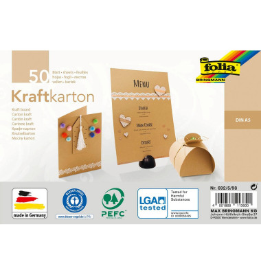 Tonpapier Kraftkarton A5 braun 230 g/qm Tonpapier Kraftkarton A5 braun 230 g/qm