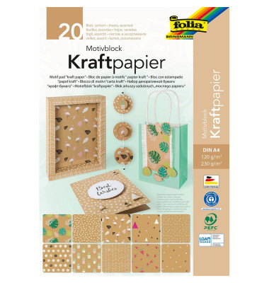 Motivblock Kraftpapier 1 farbsortiert DIN A4