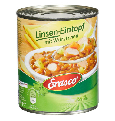 Linsen mit Würstchen Dosen-Eintopf