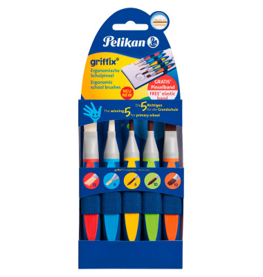 Pinselset griffix, 700733, Gr&ouml;&szlig;en sortiert, 3x flache & 2x runde Spitze