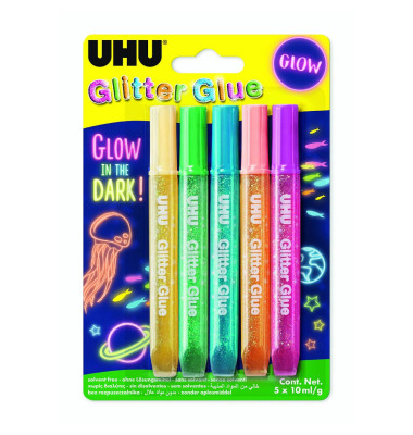 Bastelkleber 48210 Glow in the dark, 5x 10g, permanent