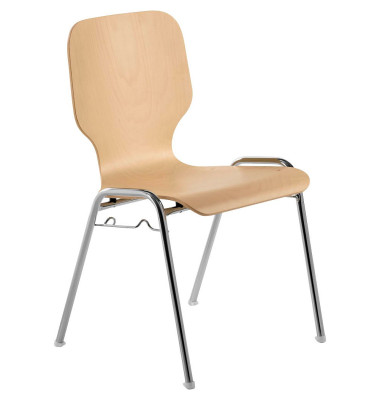 Besucherstuhl myDARIO, buche / chrom, ohne Armlehnen, 4-Fu&szlig;-Gestell