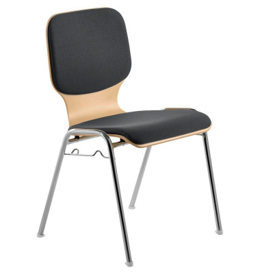 Besucherstuhl myDARIO, anthrazit / chrom, ohne Armlehnen, 4-Fu&szlig;-Gestell