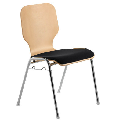 Besucherstuhl myDARIO, schwarz / chrom, ohne Armlehnen, 4-Fu&szlig;-Gestell