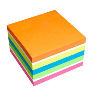 Haftnotizen 5654-53BOX, Box, 75x75mm, orange/weiss/gelb/blau/grün/pink, quadratisch