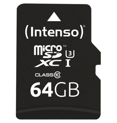 Speicherkarte Professional 3433490, Micro-SDXC, mit SD-Adapter, Class 10, bis 90 MB/s, 64 GB