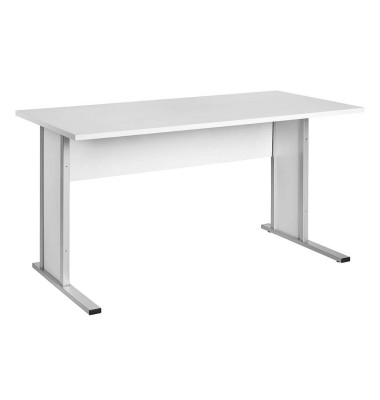 Schreibtisch, 72,2cm (H), 140x65cm (BxT), rechteckig, lichtgrau / silber Schreibtisch, 72,2cm (H), 140x65cm (BxT), rechteckig, lichtgrau / silber