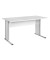 Schreibtisch, 72,2cm (H), 140x65cm (BxT), rechteckig, lichtgrau / silber