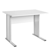 Schreibtisch, 72,2cm (H), 90x65cm (BxT), rechteckig, lichtgrau / silber