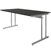 Schreibtisch, manuell höhenverstellbar, 68-82cm (H), 160x80cm (BxT), rechteckig, anthrazit / chrom