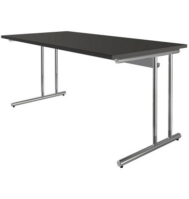 Schreibtisch, manuell höhenverstellbar, 68-82cm (H), 160x80cm (BxT), rechteckig, anthrazit / chrom Schreibtisch, manuell höhenverstellbar, 68-82cm (H), 160x80cm (BxT), rechteckig, anthrazit / chrom