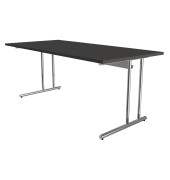 Schreibtisch, manuell höhenverstellbar, 68-82cm (H), 180x80cm (BxT), rechteckig, anthrazit / chrom