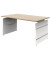 Schreibtisch, manuell höhenverstellbar, 68-76cm (H), 160x80cm (BxT), rechteckig, ahorn / weiß/mit alusilbernen Applikationen