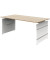 Schreibtisch, manuell höhenverstellbar, 68-76cm (H), 180x80cm (BxT), rechteckig, ahorn / weiß/mit alusilbernen Applikationen